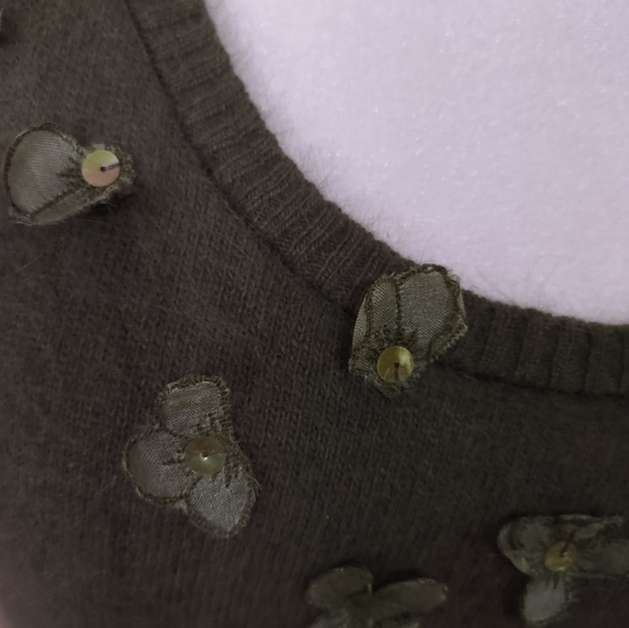 Angora/Rabbit Hair Nicole Miller Green sweater Twinset. Size L (fits like M) - Picture 5 of 7